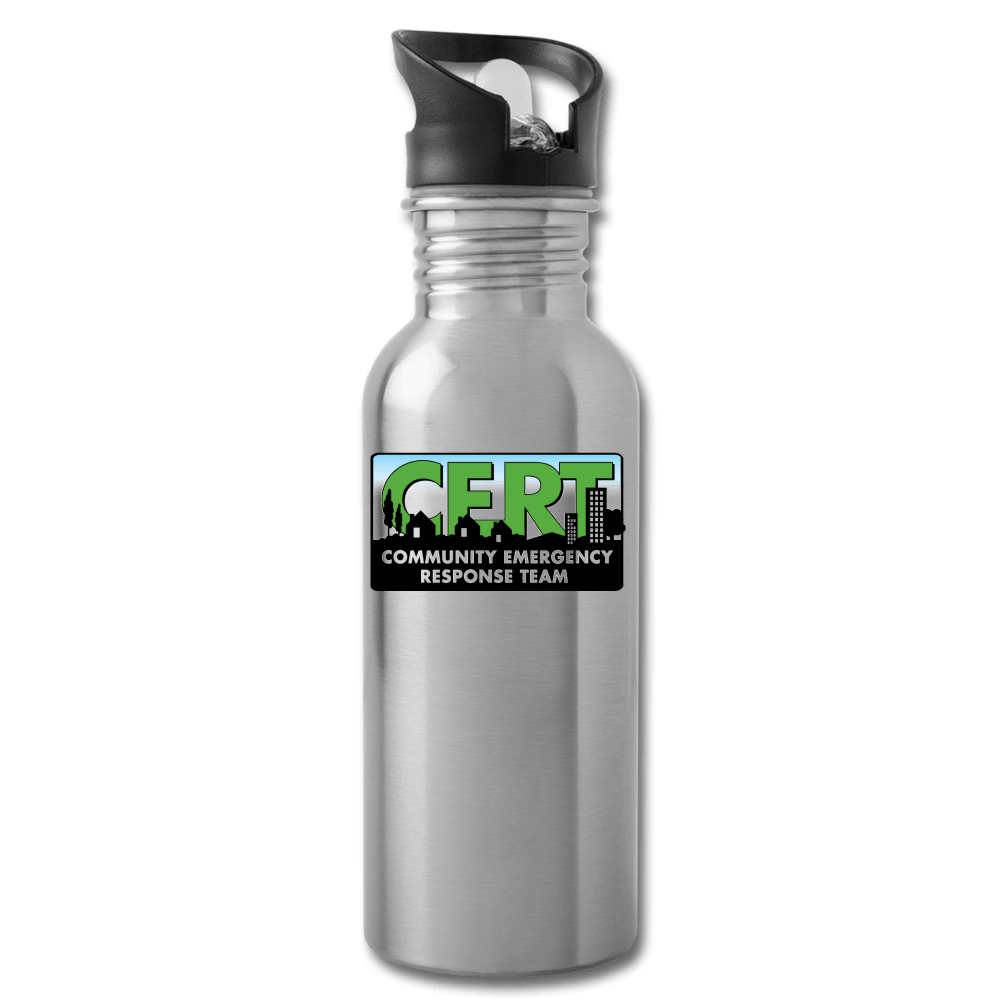 Water Bottle - FEMA CERT Logo - silver
